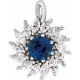 Platinum Lab Grown Blue Sapphire and 0.50 carat Diamond Halo Style Pendant
