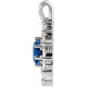 14 Karat White Gold Lab Grown Blue Sapphire and 0.50 carat Diamond Halo Style Pendant