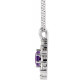 Sterling Silver  Amethyst & 0.50 Carat Diamond Halo Style 16 18 inch Necklace
