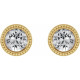 14 Karat Yellow Gold 3 mm Natural White Sapphire Beaded Bezel Set Earrings