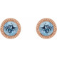 14 Karat Rose Gold 3 mm Natural Aquamarine Beaded Bezel Set Earrings