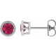 Platinum 3 mm Lab Grown Ruby Beaded Bezel Set Earrings