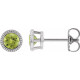 Platinum 3 mm Natural Peridot Beaded Bezel Set Earrings