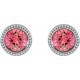 Platinum 3 mm Natural Pink Tourmaline Beaded Bezel Set Earrings