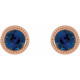 14 Karat Rose Gold 3 mm Natural Blue Sapphire Beaded Bezel Set Earrings