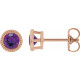 14 Karat Rose Gold 3 mm Natural Amethyst Beaded Bezel Set Earrings