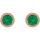 14 Karat Rose Gold 3 mm Lab Grown Emerald Beaded Bezel Set Earrings
