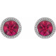 Platinum 3.5 mm Lab Grown Ruby Beaded Bezel Set Earrings
