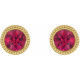 14 Karat Yellow Gold 3.5 mm Natural Ruby Beaded Bezel Set Earrings