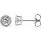 Platinum 3.5 mm Natural White Sapphire Beaded Bezel Set Earrings