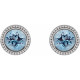 Sterling Silver 3.5 mm Natural Aquamarine Beaded Bezel Set Earrings