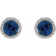 Sterling Silver 3.5 mm Lab Grown Blue Sapphire Beaded Bezel Set Earrings