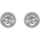 Sterling Silver 3.5 mm Natural White Sapphire Beaded Bezel Set Earrings