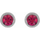 Platinum 3.5 mm Natural Ruby Beaded Bezel Set Earrings