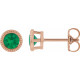 14 Karat Rose Gold 4.5 mm Natural Emerald Beaded Bezel Set Earrings