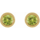 14 Karat Yellow Gold 4.5 mm Natural Peridot Beaded Bezel Set Earrings
