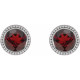 Platinum 5 mm Natural Mozambique Garnet Beaded Bezel Set Earrings