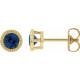 14 Karat Yellow Gold 5 mm Natural Blue Sapphire Beaded Bezel Set Earrings