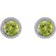 14 Karat White Gold 5 mm Natural Peridot Beaded Bezel Set Earrings