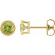 14 Karat Yellow Gold 4 mm Natural Peridot Beaded Bezel Set Earrings