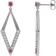 Platinum Natural Pink Blue Sapphire and 0.40 Carat Natural Diamond Geometric Earrings