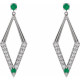 Platinum Natural Emerald and 0.40 Carat Natural Diamond Geometric Earrings