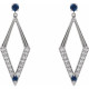 Sterling Silver Natural Blue Sapphire and 0.40 Carat Natural Diamond Geometric Earrings