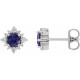 Sterling Silver 3 mm Natural Iolite and 0.16 Carat Natural Diamond Halo Style Earrings