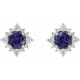 Platinum 3 mm Natural Iolite and 0.16 Carat Natural Diamond Halo Style Earrings