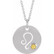 Platinum  Citrine Leo Zodiac 16 inch Necklace