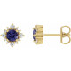 14 Karat Yellow Gold 5 mm Natural Iolite and 0.16 Carat Natural Diamond Halo Style Earrings