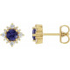 14 Karat Yellow Gold 6 mm Natural Iolite and 0.20 Carat Natural Diamond Halo Style Earrings