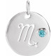 14 Karat White Gold Blue Zircon Scorpio Zodiac Pendant