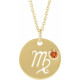 14 Karat Yellow Gold Natural Orange Garnet Virgo Zodiac 16 inch Necklace