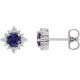 Sterling Silver 4 mm Natural Iolite and 0.16 Carat Natural Diamond Halo Style Earrings