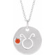 Platinum  Mexican Fire Opal Taurus Zodiac 16 inch Necklace