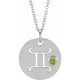 Platinum  Peridot Gemini Zodiac 16 18 inch Necklace
