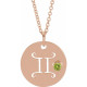 14 Karat Rose Gold Peridot Gemini Zodiac 16 inch Necklace