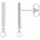 14 Karat White Gold Cultured White Seed Pearl Bar Earrings