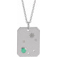 14K White Natural Green Chrysoprase & .0075 CTW Natural Diamond Libra Zodiac Constellation 16-18" Necklace