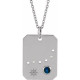 Sterling Silver Natural Blue Sapphire and .0075 Carat Natural Diamond Capricorn Zodiac 16 inch Necklace