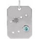 Platinum Aquamarine Gem and 0.07 carat Diamond Cancer Zodiac Constellation Pendant