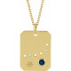 14 Karat Yellow Gold Natural Blue Sapphire and .0075 Carat Natural Diamond Capricorn Zodiac 16 inch Necklace
