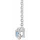 Platinum 4 mm Aquamarine Gem Claw Prong Rope 18 inch Necklace