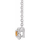 14 Karat White Gold 4 mm Citrine Claw Prong Rope 18 inch Necklace