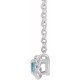 14 Karat White Gold 5 mm Blue Zircon Claw Prong Rope 18 inch Necklace