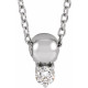 Sterling Silver .03 Carat Natural Diamond Bead 16 inch Necklace