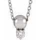 14K White 0.16 Carat Natural Diamond Bead 16 inch Necklace