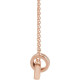 14 Karat Rose Gold .08 Carat Diamond Interlocking Circle 18 inch Necklace