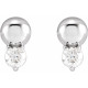 Sterling Silver 0.20 Carat Natural Diamond Bead Earrings